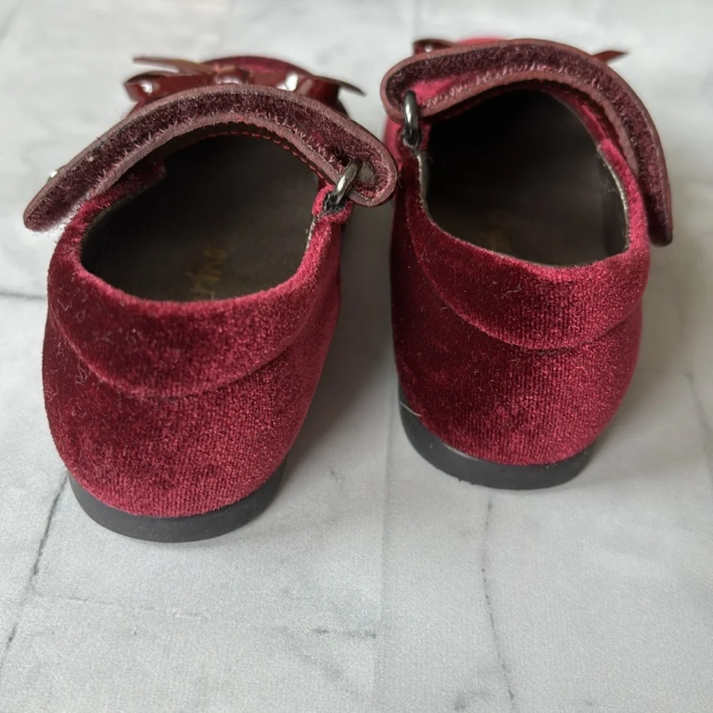 Naturino Burgundy Velvet Mary Jane Flats with Bows